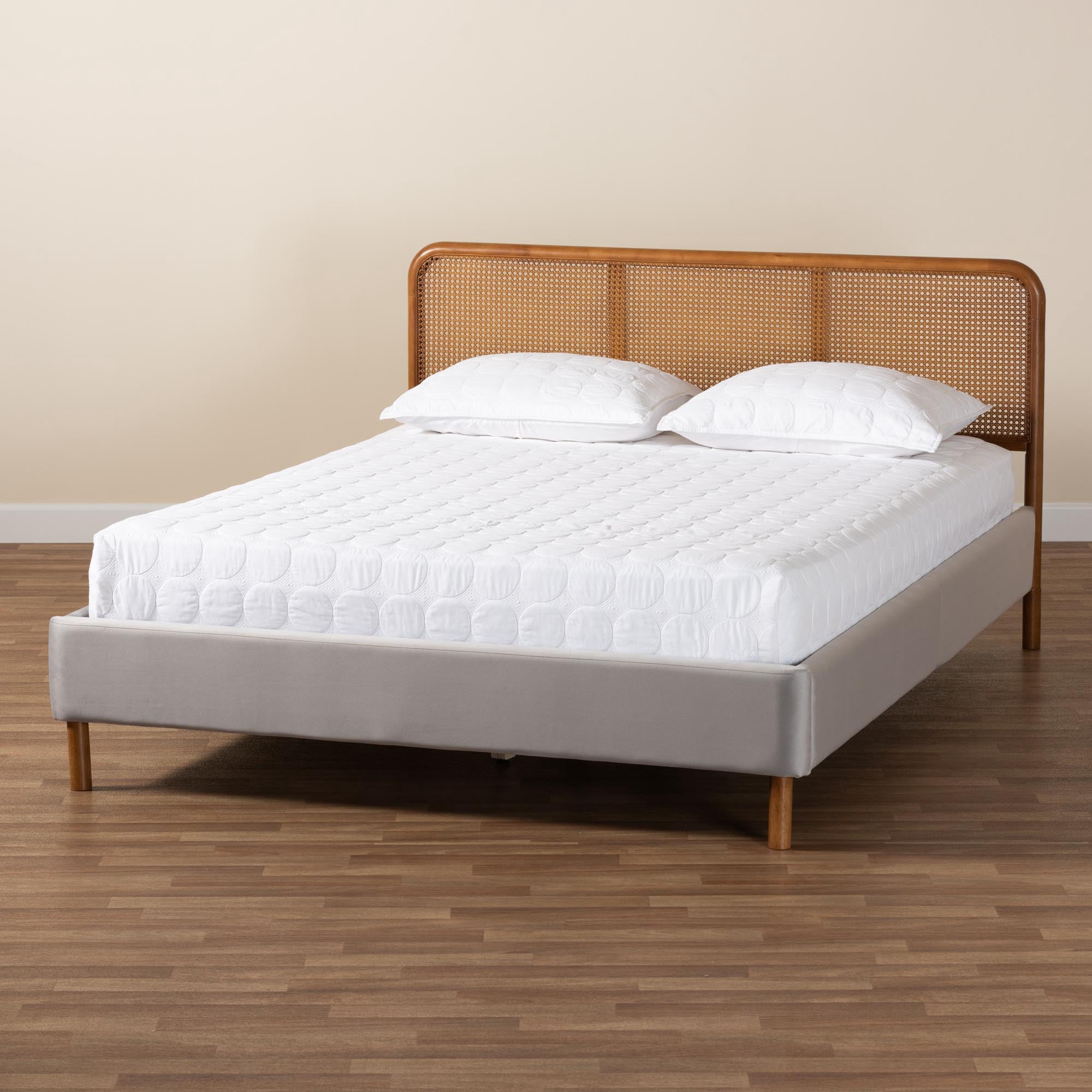 Baxton Studio Rosita Mid-Century Beds (Platform, Queen, Walnut Brown
