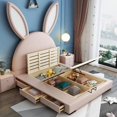 thumbnail image 4 of Cartoon Rabbit Children's Bed Girls Liked 1.2m 1.5m Simple Style Solid Wood Bedroom Bed For Kids Space -Saving Home Furniture My Lux Decor Round, 4 of 19