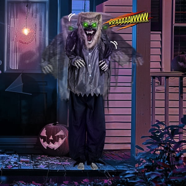 6.9FT Werewolf Halloween Standing Decoration Touch-Activated with LED Lights for Yard Garden Party