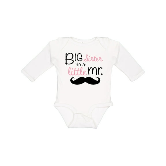 Inktastic Big Sister to a Little Mr. Girls Long Sleeve Baby Bodysuit
