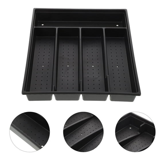 WHAMVOX  Cutlery Storage Box Serving Small Silverware Tray Kitchen Black