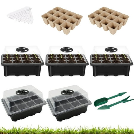 

Gotydi 12 Cells Seedlings Starter Trays Set Breathable Seedling Tray Plant Starter Kit with Drainage Hole Biodegradable Seed Propagator and Plant Germination Set for Garden Greenhouse