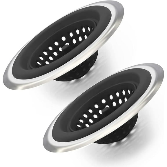 Stainless Silicone Kitchen Set of 2 Sink Strainer, Flexible Silicone Kitchen Sink Drainers, Large Wide Rim 4.5 inch Diameter