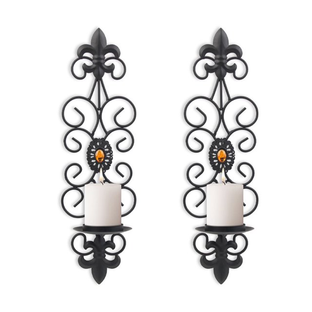 Candelabros de pared para sala de estar, 2 uds., apliques de velas de Metal para velas ligeras de té de pilar