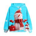 thumbnail image 2 of Odeerbi Kids Boys Girls Christmas Hoodies Snowman Print Hooded Sweatshirts Children's Long Sleeve Pattern T-shirt Printed Round Neck Shirt Hooded Sweatshirt Sky Blue, 2 of 4