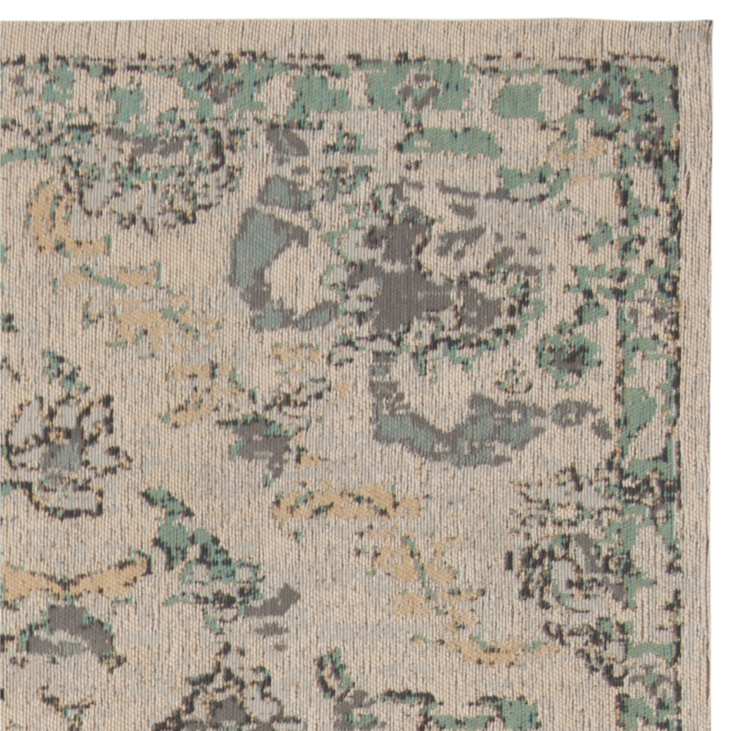 SAFAVIEH Classic Vintage Dimitri Floral Bordered Polyester Area Rug, Grey/Turquoise, 6' x 9'