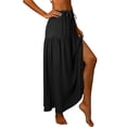 thumbnail image 5 of GUACER Womens Boho Tiered Maxi Skirt with Side Slit High Waisted Drawstring A-Line Skirt Flowy Summer Beach Swing Long Skirts, 5 of 7