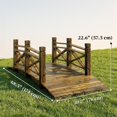 thumbnail image 2 of 68.5" Tan Carbonized Fir Wood Garden Arch Bridge with Dual Safety Rails, 440 lbs Capacity Outdoor Footbridge for Pond, Stream, or Backyard Path, Weather-Resistant Design, 2 of 7