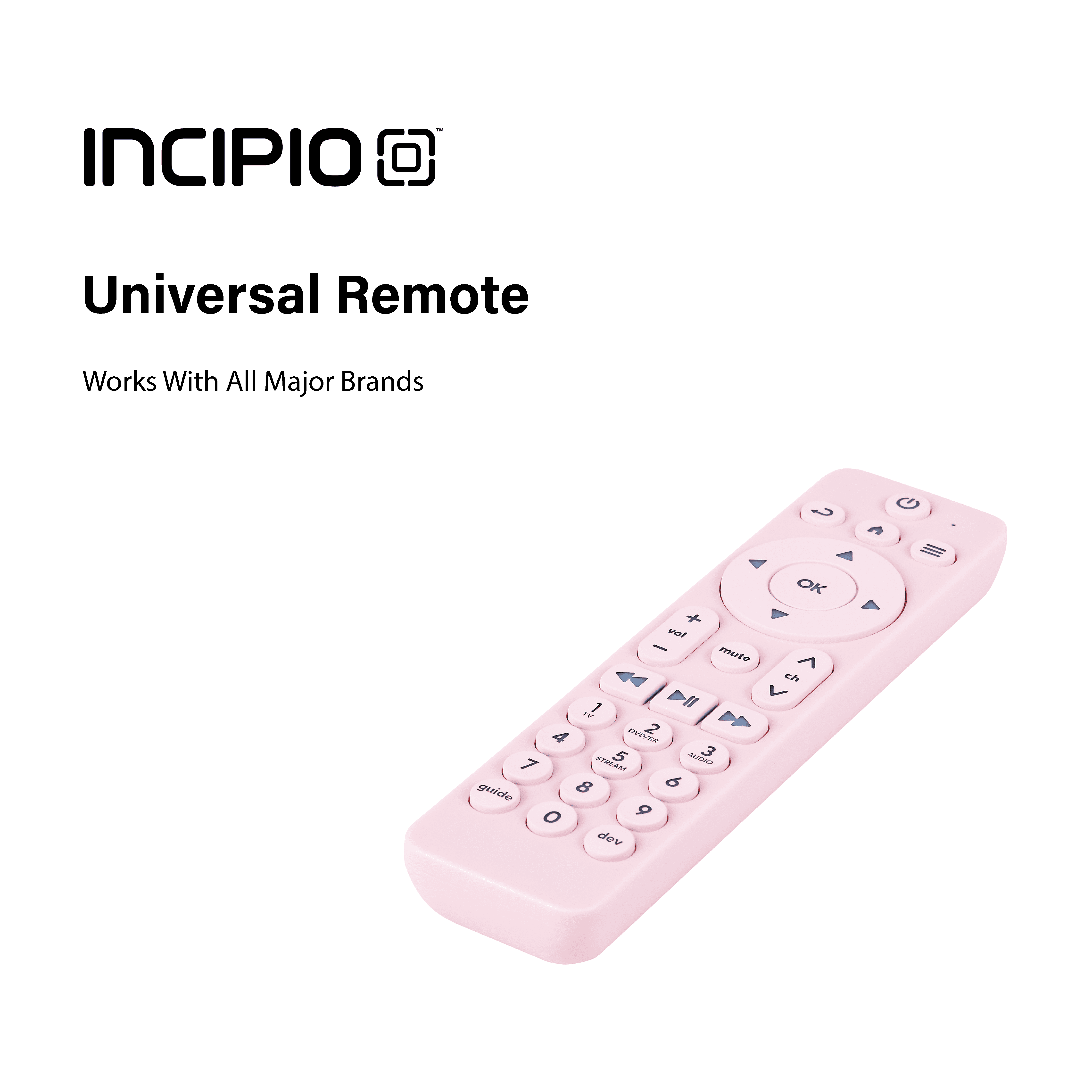 Incipio Universal TV Remote Control with Bright Colors – Easy-to-Find, User-Friendly Design, Compatible with Most TV Brands & Streaming Devices