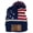 Navy/Beige - Rawhide Patch, variant on Patriotic USA Pom Pom Cuffed Beanie With Laser Engraved US Flag Leatherette Patch - Navy/White - Beige Patch