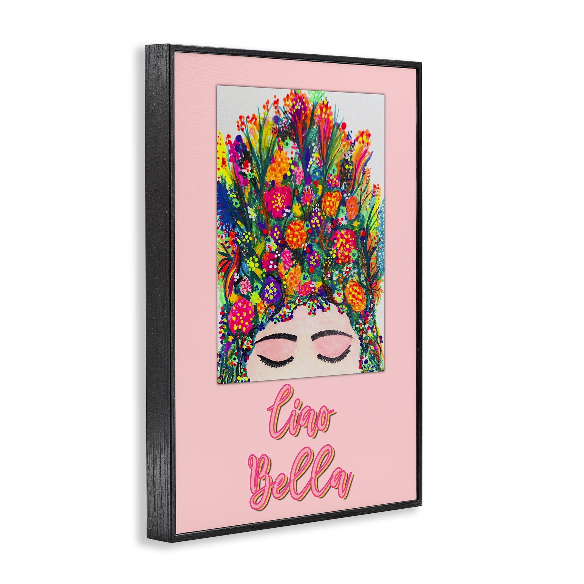 Stupell Industries Ciao Bella Floral Woman Black Framed Giclee Art, design by Pooja Dave