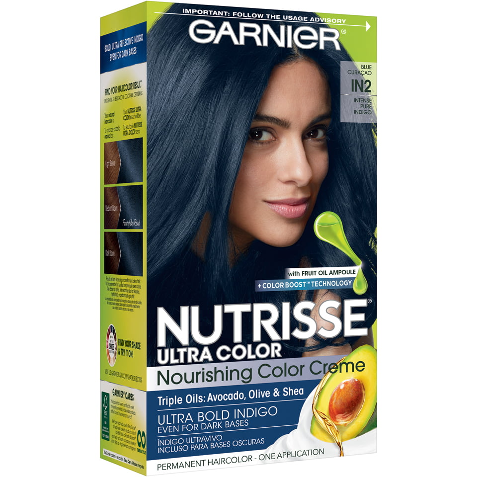 Garnier Nutrisse Ultra Nourishing Bold Permanent Hair Color Creme, Blue  Curacao IN2, 1 Kit - Walmart.com