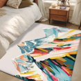 thumbnail image 4 of Mountains Teal Runner Rug 2.7x5 FT,Non Slip Entryway Carpet,Yellow Red Turquoise Abstract Painting Art Washable Soft Floor Carpet Entrance Mat Non-Shedding Throw Rug for Hallway Laundry Room Bedside, 4 of 9