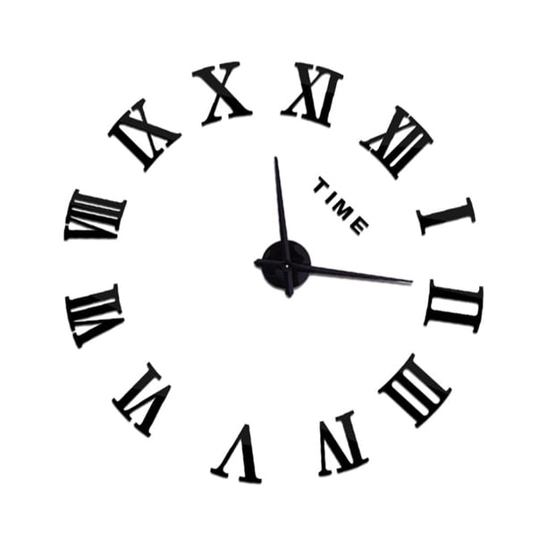 Reloj de pared 3D Injueey negro grande estilo único atemporal