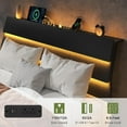 thumbnail image 3 of Feonase Floating Bed Frame King with Led Lights and Charging Station, Wood Full Size Bed Frame with Storage Headboard, Heavy Duty Metal Slats, No Box Spring Needed, Easy Assembly,Black, 3 of 7