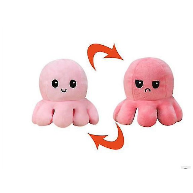 Plush Octopus Reversible Cute Flip Soft Toy Gift Happy Sad Pink Blue D