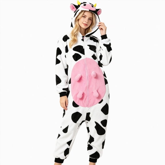 Xyant Snug Fit Unisex Onesie Pajamas Flannel Animal One Piece Halloween Outfits Sleepwear Homewear for Adult Kids (Light Pink,M)