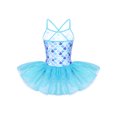 thumbnail image 2 of Aislor Girls Sequins Mermaid Costume Criss Cross Back Fishscale Leotard Tutu Ballet Dress Princess 3-10 Blue Fish Scales 4, 2 of 7