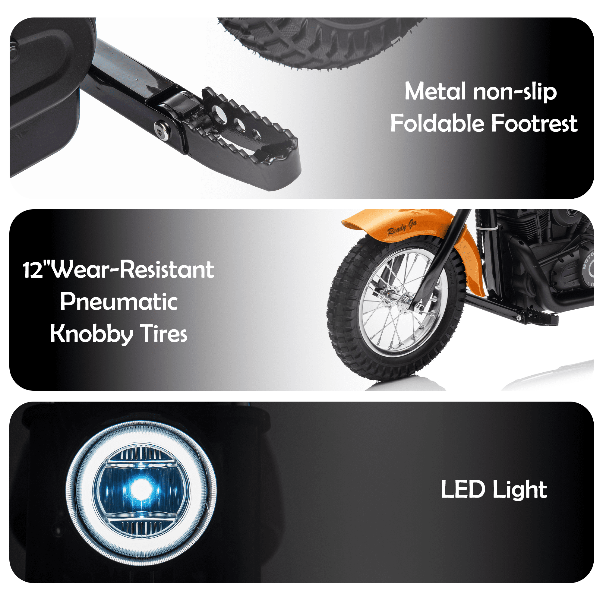 JoyWheels 24V Electric Dirt Bike, 250W Ride on Toy Motorcycle for kids,14mph, Age 13+,Orange