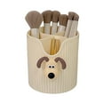 thumbnail image 3 of Portalápices de escritorio con 4 compartimentos, gran capacidad, bonito organizador de útiles escolares, brochas de maquillaje, cabeza de perro amarillo lechoso, 3 of 12