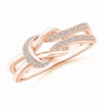 thumbnail image 1 of Angara Natural Diamond Ring - Pave-Set Diamond Split Infinity Knot Ring in 14K Rose Gold for Women (Ring Size = 7), 1 of 7