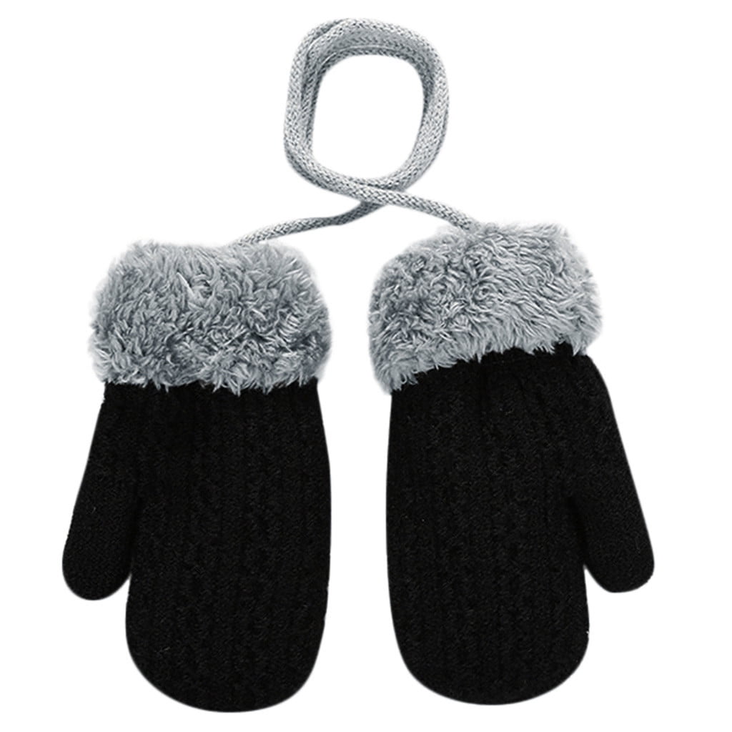 1 Pair Toddler Baby Girls Boys Outdoor Winter Patchwork Keep Warm Mittens Gloves 