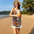 thumbnail image 3 of Easygdp Colorful Owl Tattoo Art para Vestido Transpirable de Mujer, Vestido Suelto de Manga Corta con Pliegues y Bolsillos para el Verano, 3 of 7