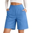 thumbnail image 4 of Weikingp Womens Bermuda Shorts，Womens Athletic Shorts Beach Short Pants Plus Size Shorts Walking Athletic Shorts Womens Casual Shorts Womens Shorts Ladies Shorts Blue XL, 4 of 7