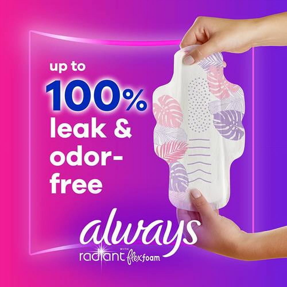 Radiant Feminine Pads For Women, Size 2 Heavy Flow Absorbency, With Flexfoam, With Wings, Scented, 26 Count - Pack of 2