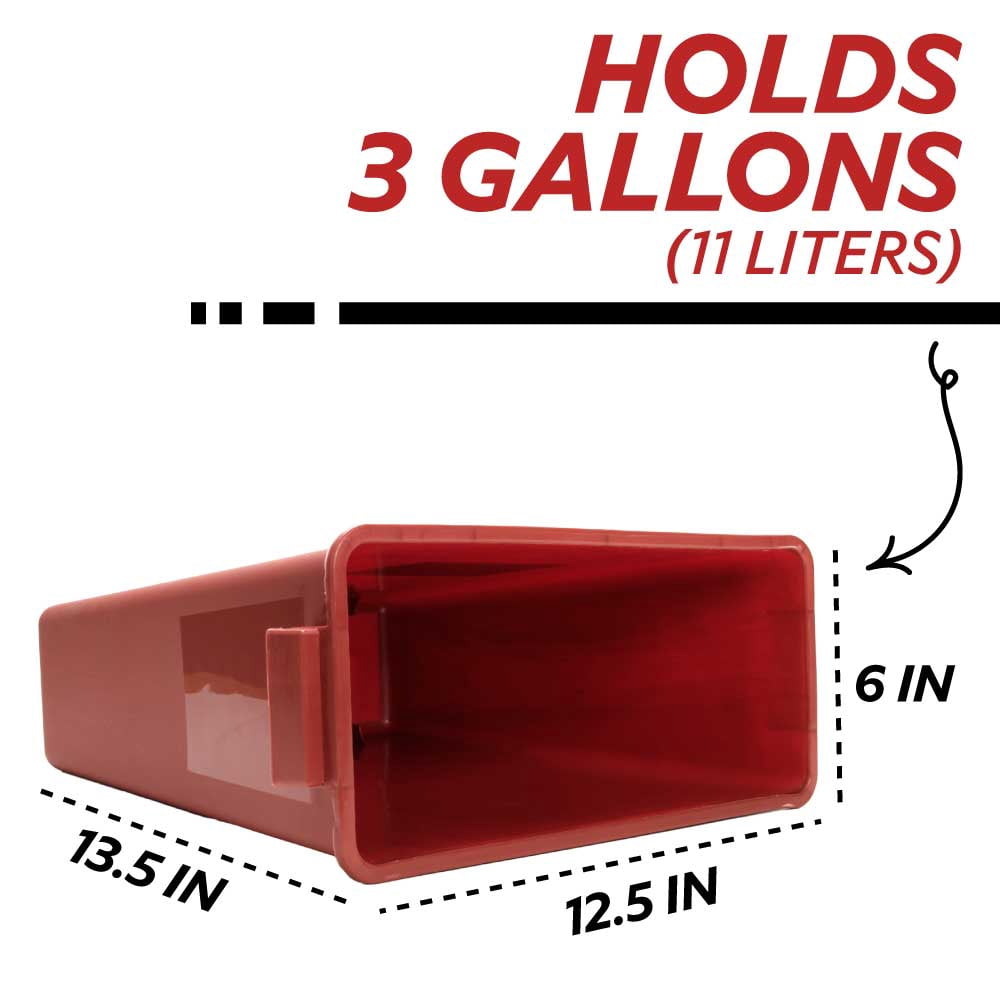 Medegen Sharps Container, 3 Gallon, Red/Black, Large Tortuous Path Lid, 12.5in x 13.5in x 6in, 3 Count