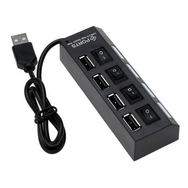 Plug and Play Slim & Light Haute Vitesse 4 Ports USB 2.0 Interface Externe Multi Hub d'Expansion avec Interrupteur Marche / Arrêt