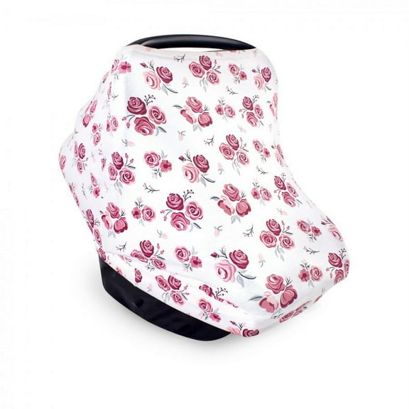 Hudson Baby 2-in-1 Multi-use Infant Car Seat Cover, Roses