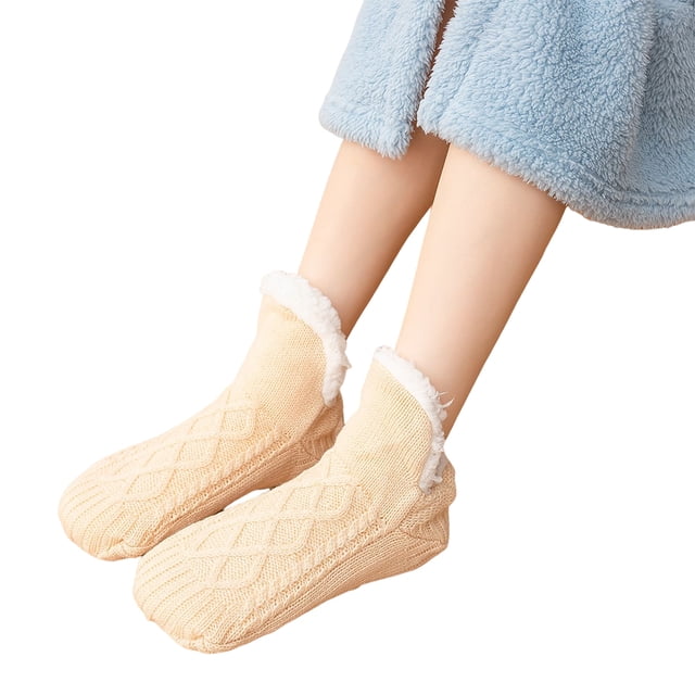 Sonducket 2 piezas de invierno frío para niños, calcetín grueso para mantener el calor, calcetines suaves, calcetería cómoda, accesorio de Accesorios de disfraces Albaricoque 35 a 39