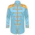 thumbnail image 4 of TiaoBug Men Halloween Sergeant Pepper Long Sleeve Satin Jacket Marching Band Rock Hippie Coat Light Blue L, 4 of 6