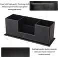 thumbnail image 5 of PU Leather Double Pen Holder for Desk Organizer Pen Holder, Business Card, Remote Control Holder, Coins, Keys, Phone, Ruler, Pencil, Sharpener, Desktop Box Stationery Storage Office Supplies,Black, 5 of 5