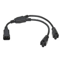 Tripp Lite 18in Power Cord Y Splitter C14 to 2x NEMA 5-15R Black P00218N2R