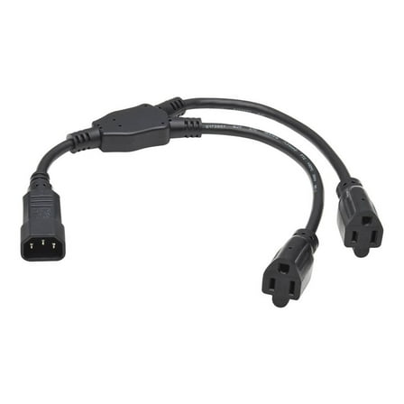 Tripp Lite 18in Power Cord Y Splitter C14 to 2x NEMA 5-15R Black P00218N2R