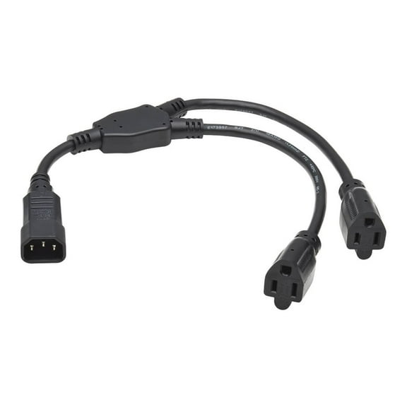 Tripp Lite 18in Power Cord Y Splitter C14 to 2x NEMA 5-15R Black P00218N2R
