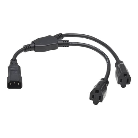 Tripp Lite Power Cord Y Splitter C14 to 2x NEMA 5-15R - 13A 125V 16 AWG 18 in. [46 cm] Black Splitter Cord (p002-18n-2r)