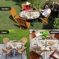 thumbnail image 4 of Farmhouse Vintage Round Tablecloth for 36-44 Inch Tables,Fitted Table Cover with Elastic Edge,Country Cotton Book Butterfly Art Waterproof Outdoor Table Cloth Protector for Patio Garden Dinner Picnic, 4 of 9