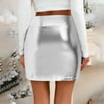 thumbnail image 5 of adviicd Womens Metallic Sexy Shiny Stretchy Short Pencil Party Skirt Silver, XXL, 5 of 8