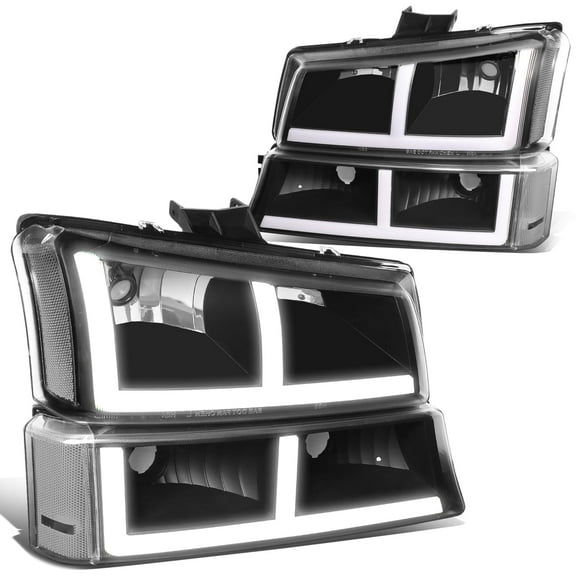 DNA Motoring For 03-07 Silverado Avalanche LED DRL Headlight Bumper Parking Lamps Black Clear