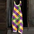 thumbnail image 2 of Dresfit Mardi Gras Jumpsuit Womens Sleeveless Adjustable Strap Overalls 2026 Patchwork Wide Leg Carnival Romper Holiday Graphic Petite Outfits Dark Gray XL, 2 of 4