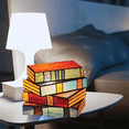 thumbnail image 3 of Lámpara de libros apilados con vitrales, lámpara de vidrio con libros apilados, luz LED para libros, linda lámpara de escritorio para mesita de noche, 3 of 7