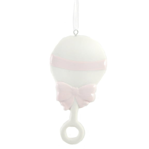 Holiday Ornament Pink & White Baby Ornament Porcelain First Noel