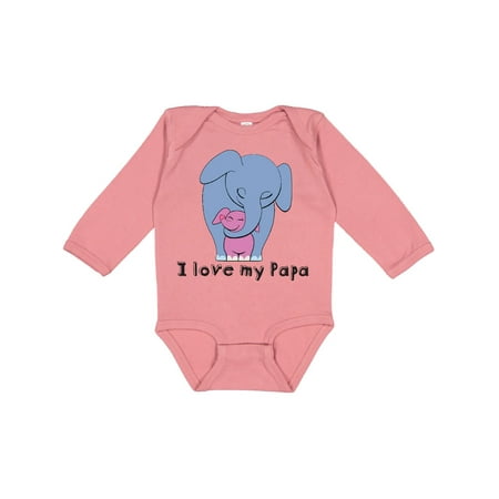 

Inktastic I Love my Papa Elephant Blue Pink Gift Baby Girl Long Sleeve Bodysuit