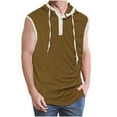 thumbnail image 2 of Wyobmus Mens Sleeveless Drawstring Hooded Tank Tops Solid Button Up Henley Shirt Sport Workout Muscle Gym Shirts S-3X Brown, 2 of 5