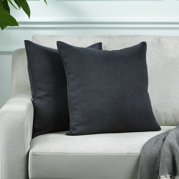 3S Brother's Solid Cushion Cover Super Soft & Cozy Home Décor Throw Pillow Case for Chair Couch Bedroom & Livingroom Décor Pillowcase with Invisible Zipper Set of 2 Pieces -Anthracite 22"x22" Each