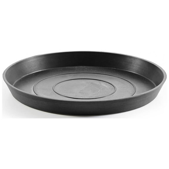 Ecopots Round Recycled Plastic Modern In/Outdoor Planter Flower Pot Saucer, Dark Grey, 11"