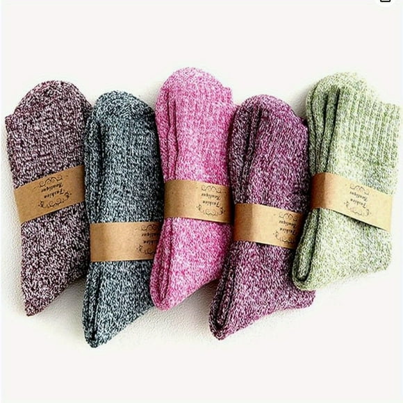 SUTENGDA 5 Pairs Of Winter Thick 25% Wool Socks Solid Color Casual Warm Socks Boots And Socks For Both Men And Women